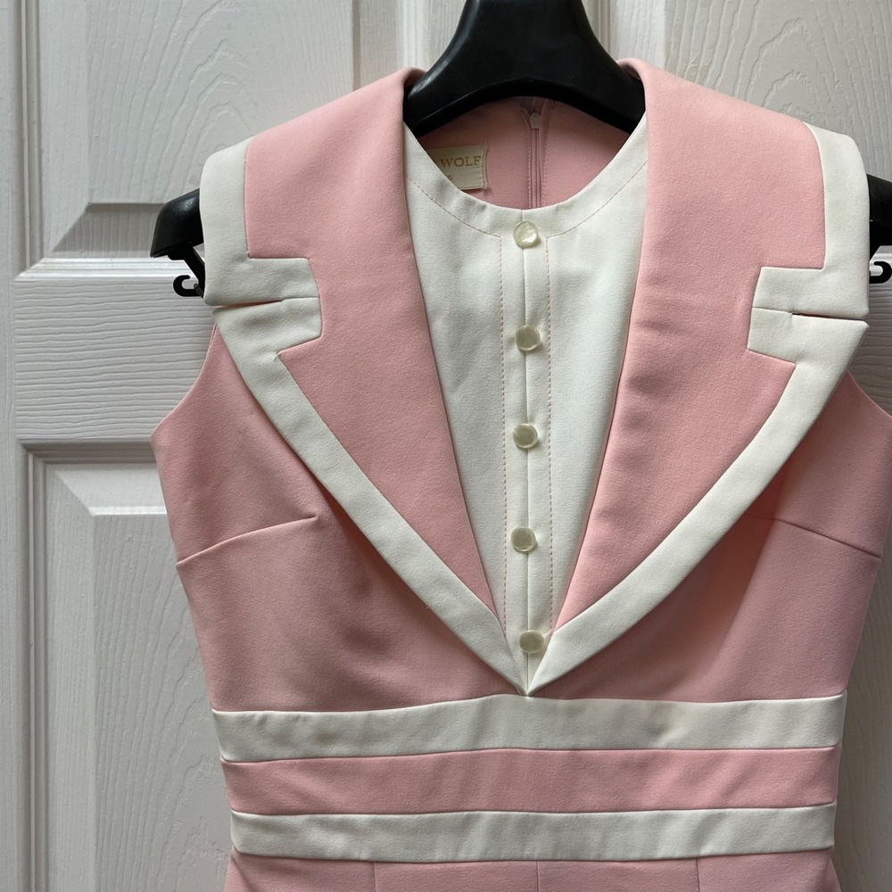 Vintage Rare Howard Wolf Boutique Pink Sleeveless Sailor Mod Dress Pleated (Sm)